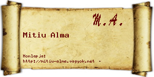 Mitiu Alma névjegykártya